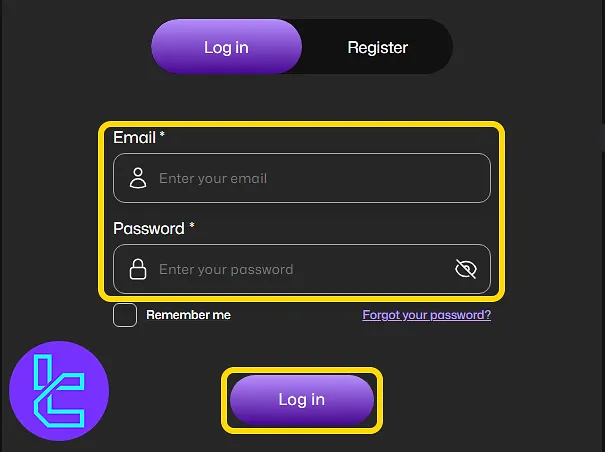 WeGetFunded login screen for accessing the dashboard after signing up