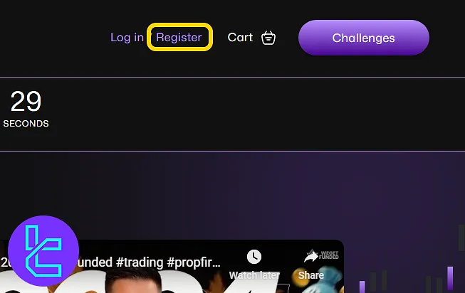 WeGetFunded homepage displaying the account creation button