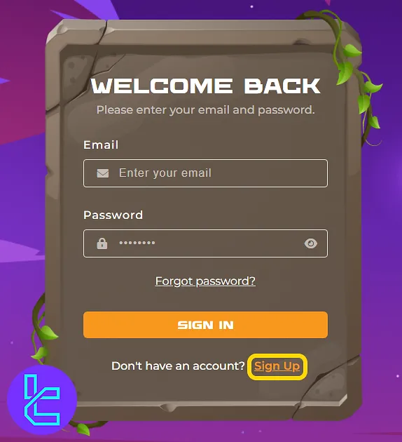 The Funded Trader login page displays the sign-up option