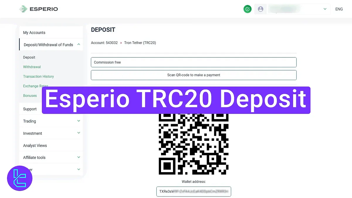 Esperio TRC20 Deposit 2025 [3-Step Process with $0 Fees]