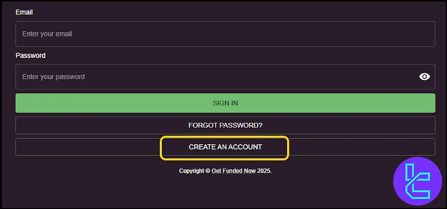Accessing the Get Funded Now signup form