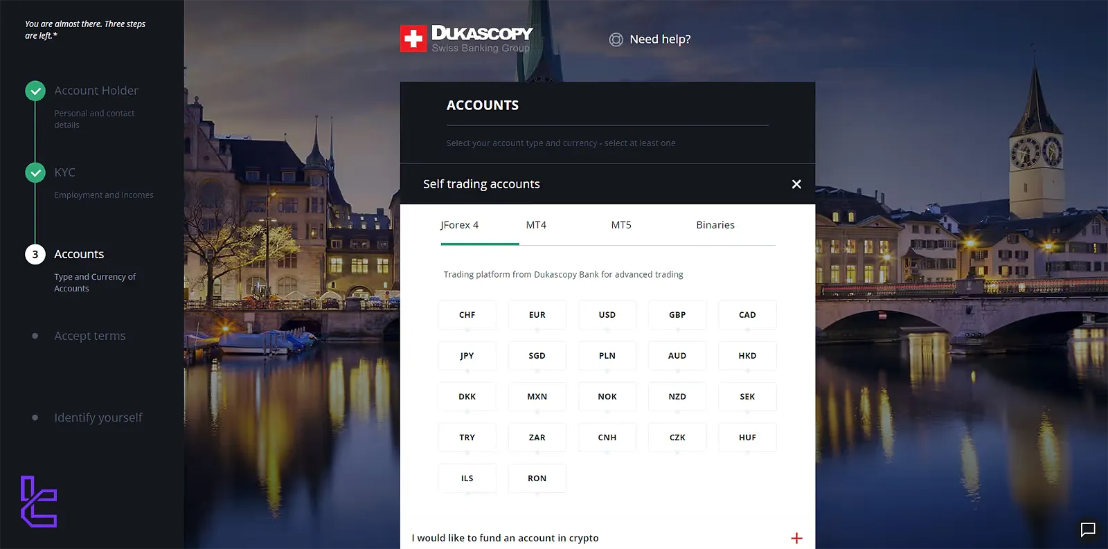 Dukascopy Types of Accounts