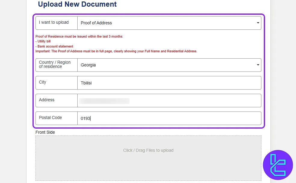 XS.com validation proof of address