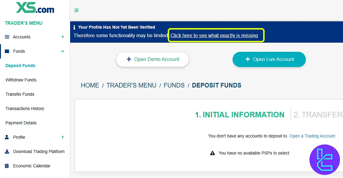 XS.com validation upload ID page