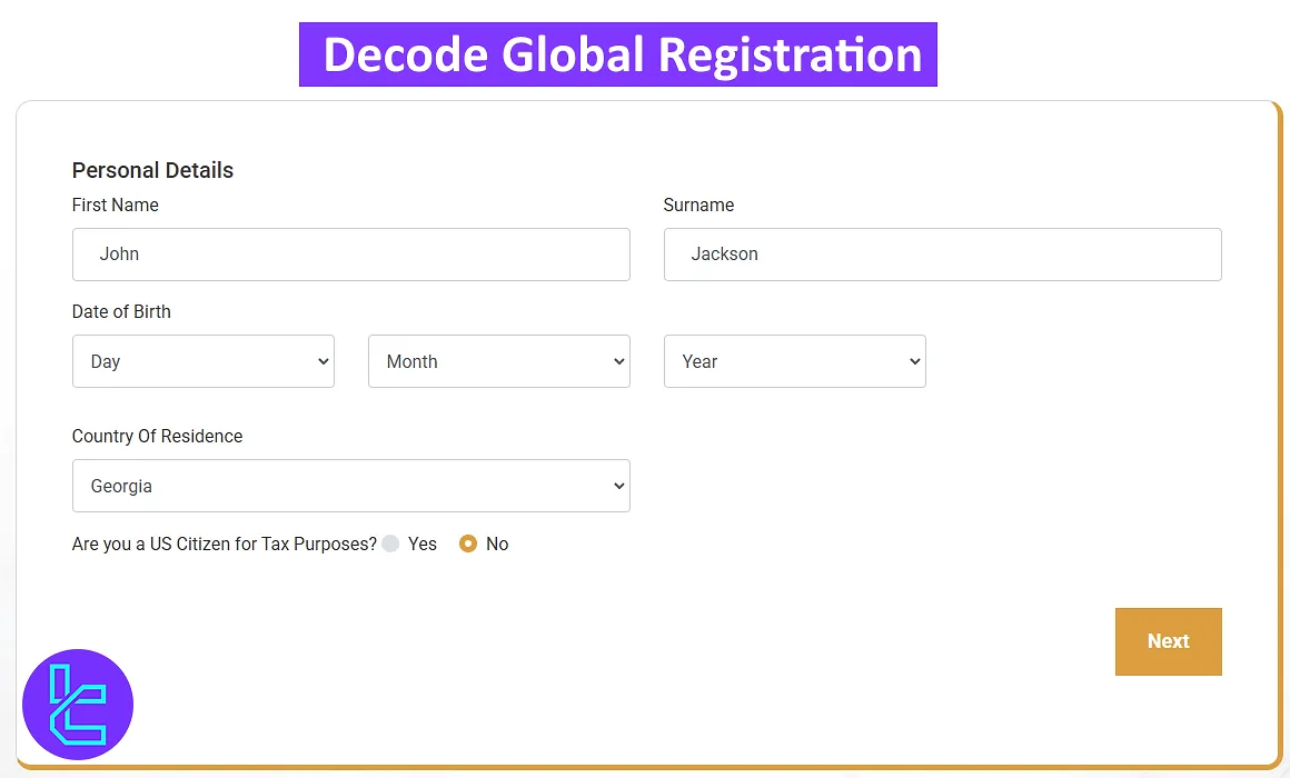 Decode Global account opening process