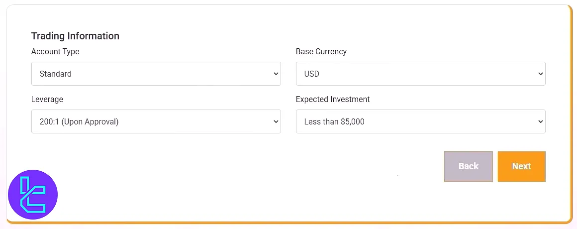 Account set up during Decode Global account opening process