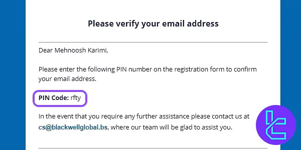 BLACKWELL GLOBAL signup email verification step