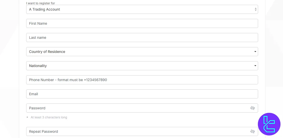 BLACKWELL GLOBAL sign-up personal form