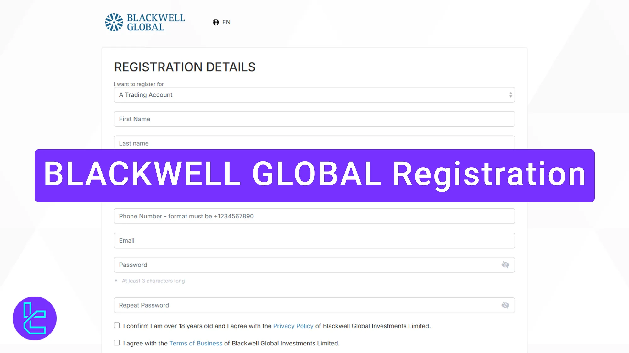BLACKWELL GLOBAL account creation