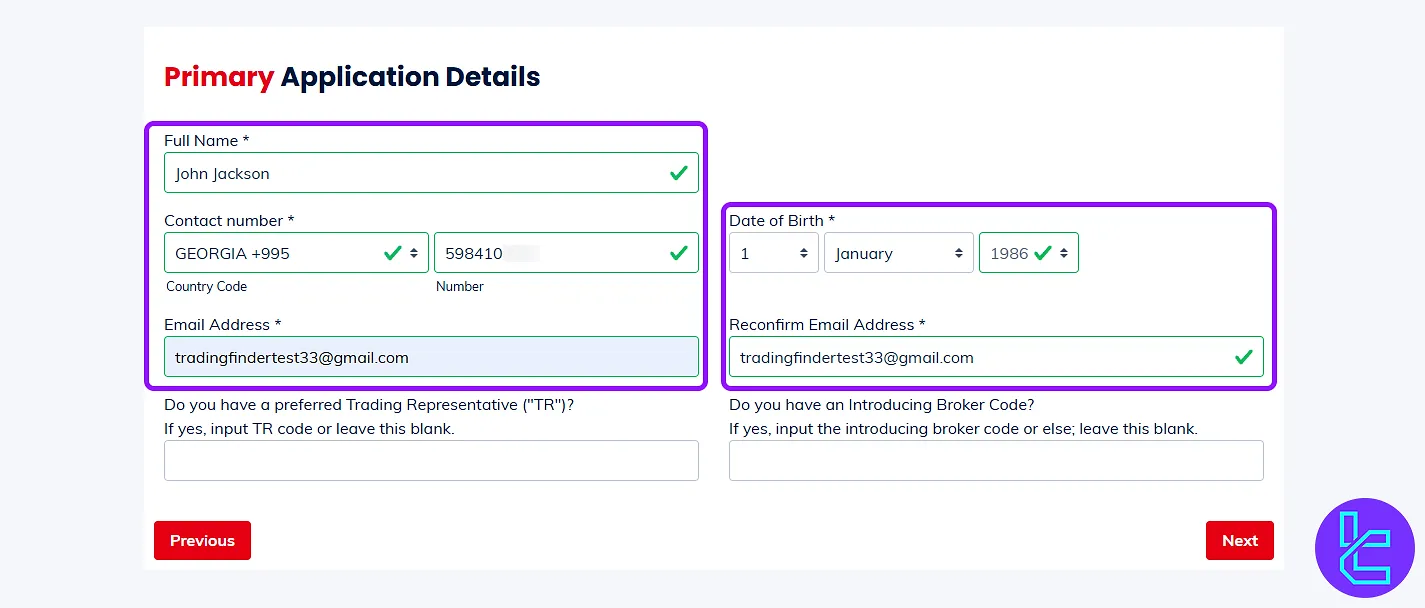 CGS International personal form