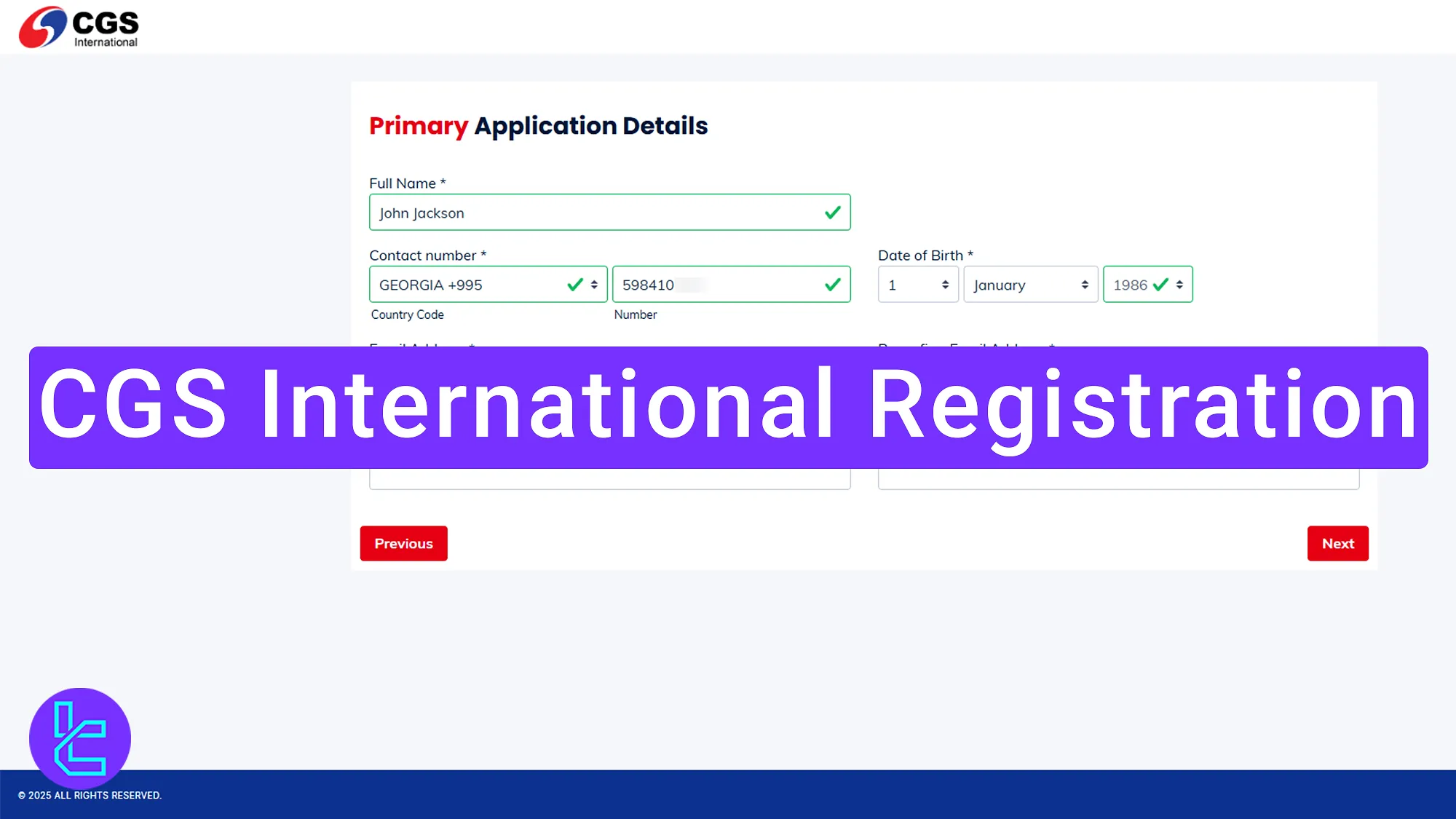 CGS International account creation process