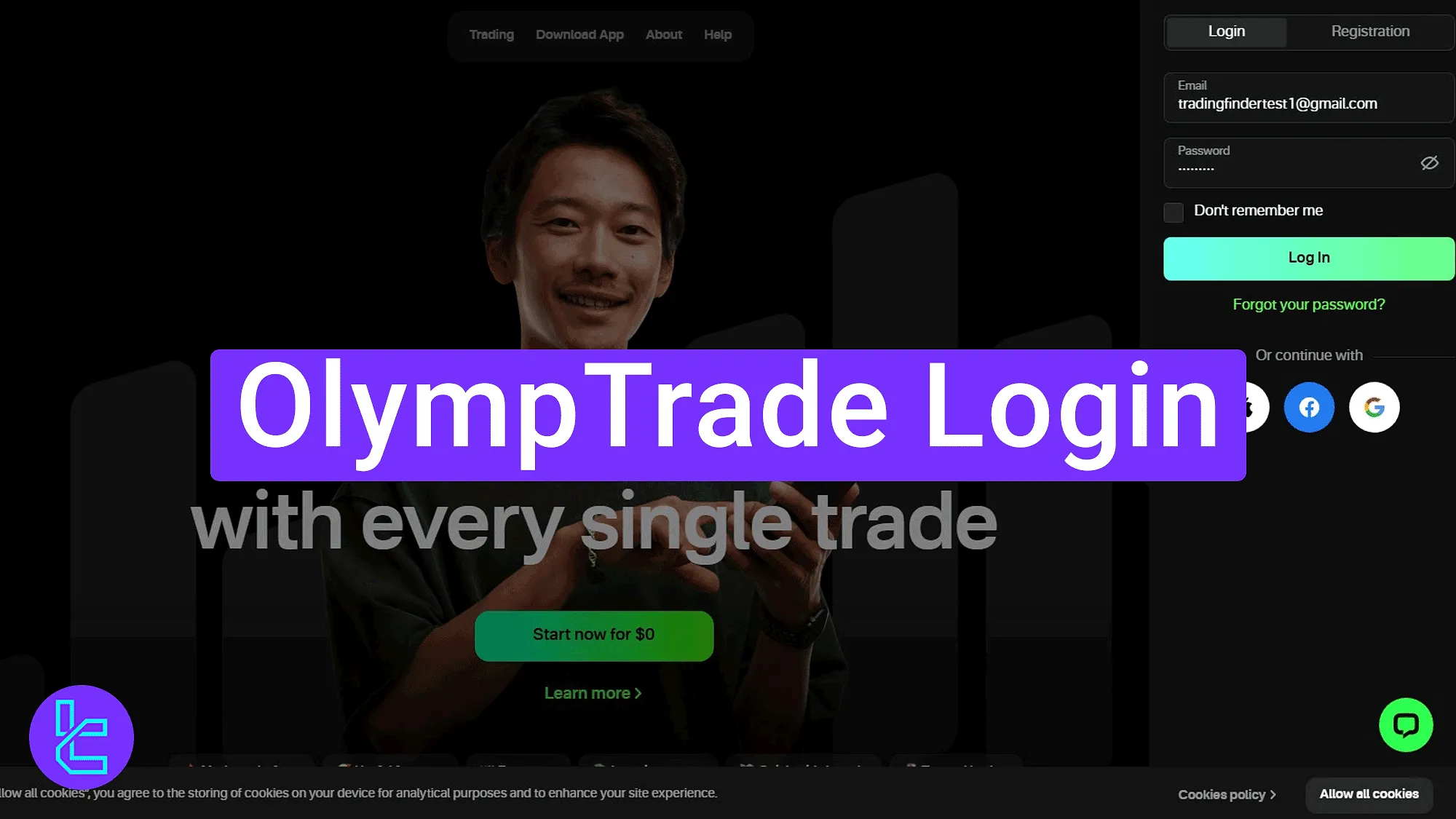 OlympTrade broker account access tutorial