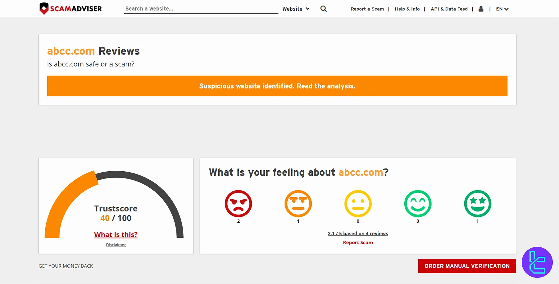 ABCC on ScamAdviser