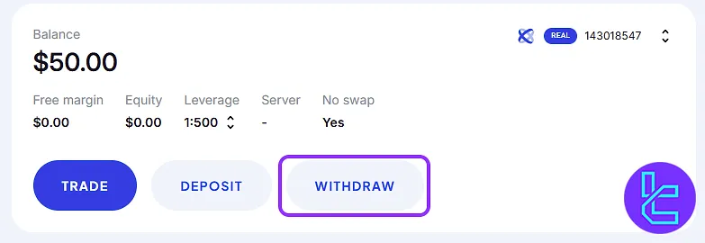 User logging into the dashboard to start OctaFX ERC20 withdrawal
