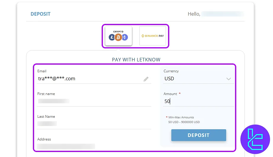 Exclusive Markets ERC20 deposit setup