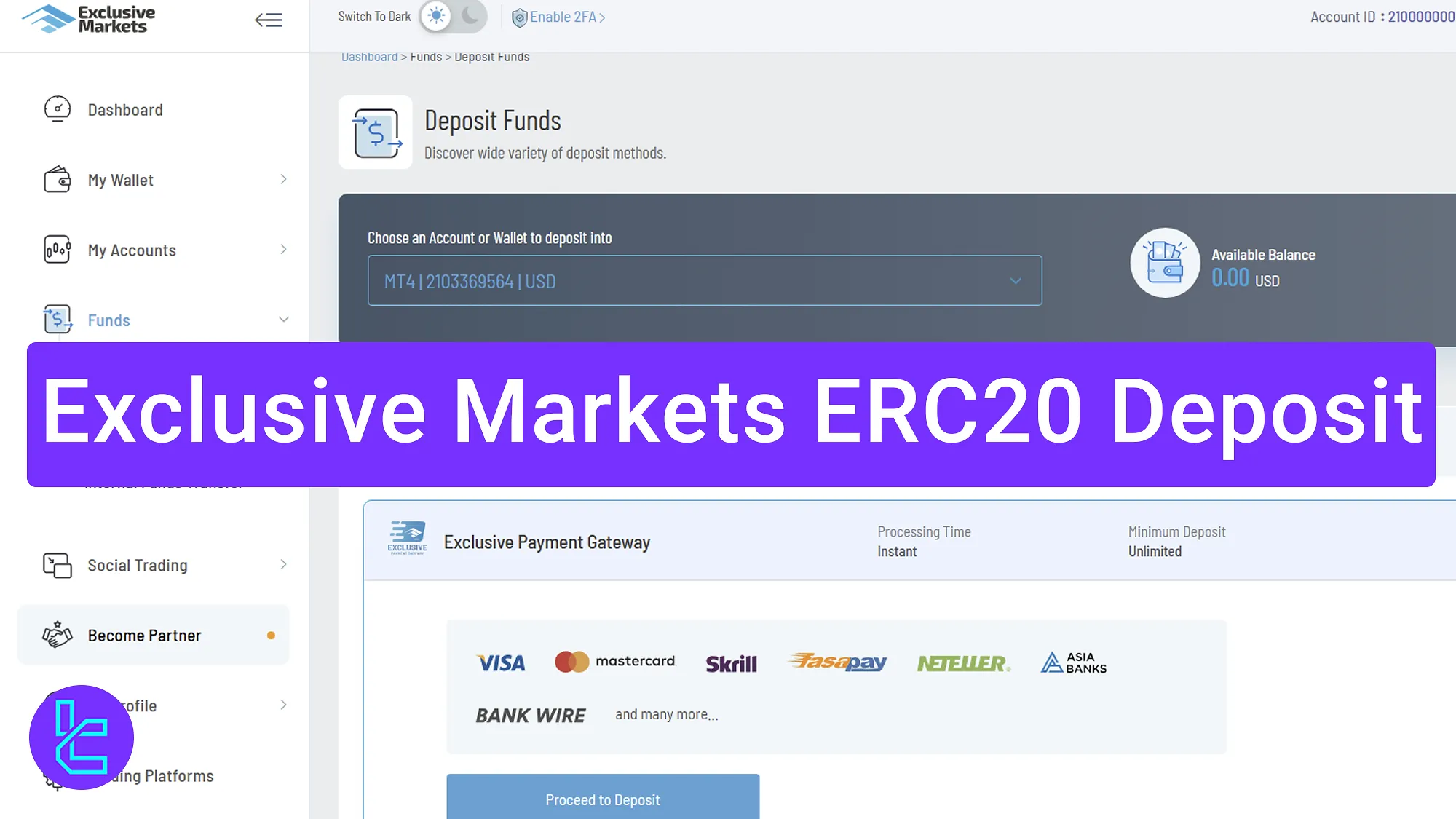 Exclusive Markets ERC20 cash in process