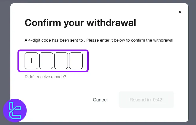 Verification code for AMarkets ERC20 withdrawal