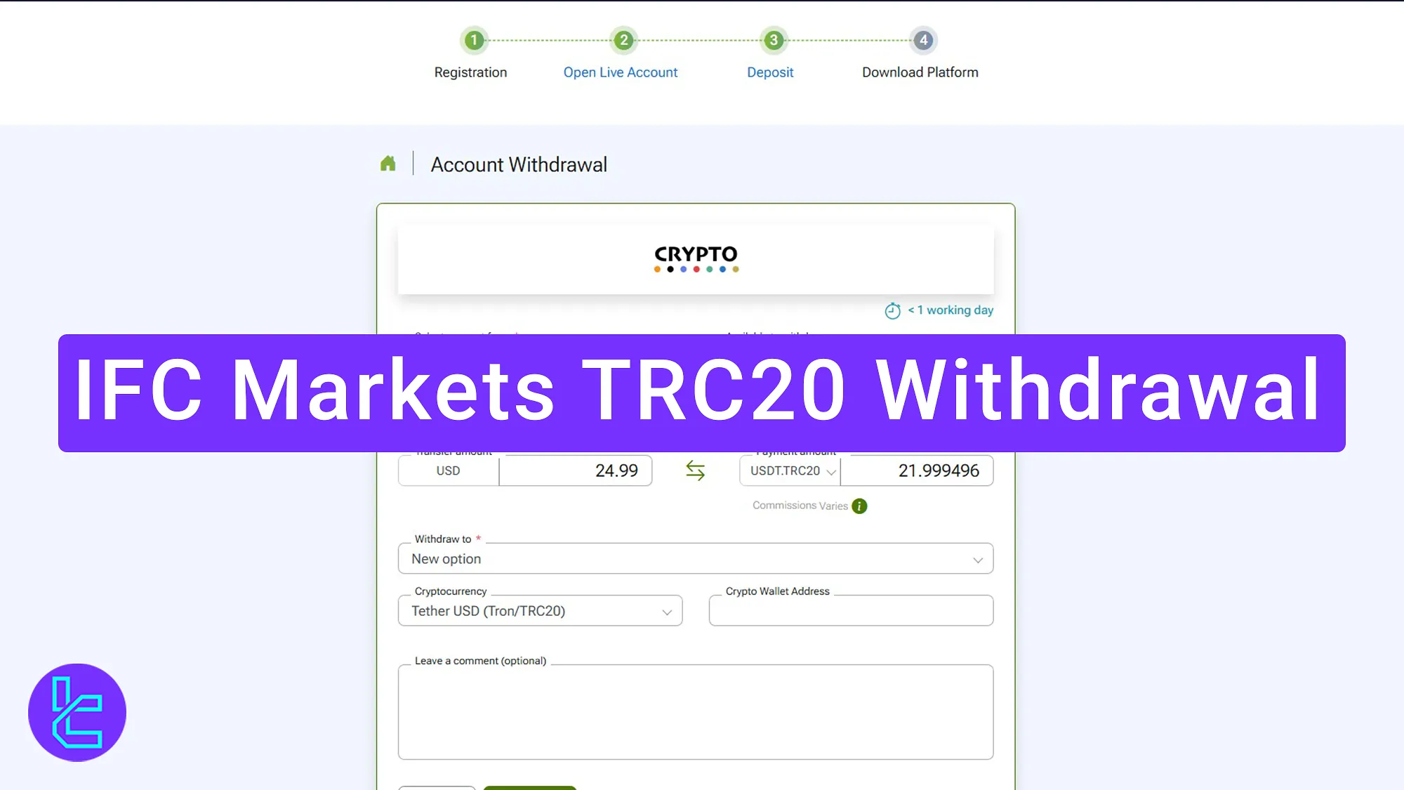 IFC Markets TRC20 payout process