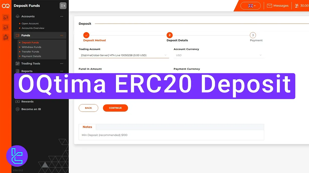 OQtima ERC20 Deposit 2025 [Processing Time Between 10 to 60 minutes]