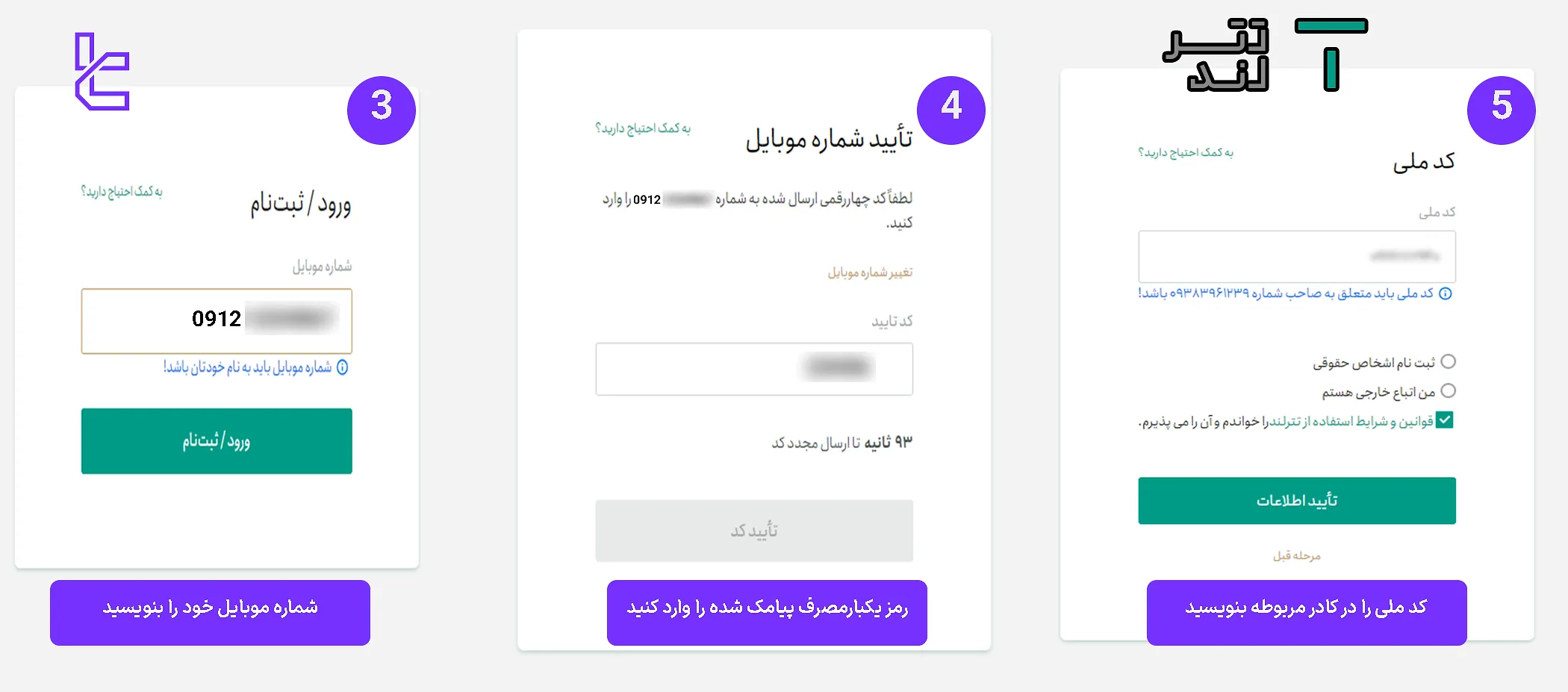 مراحل ثبت‌نام صرافی تترلند