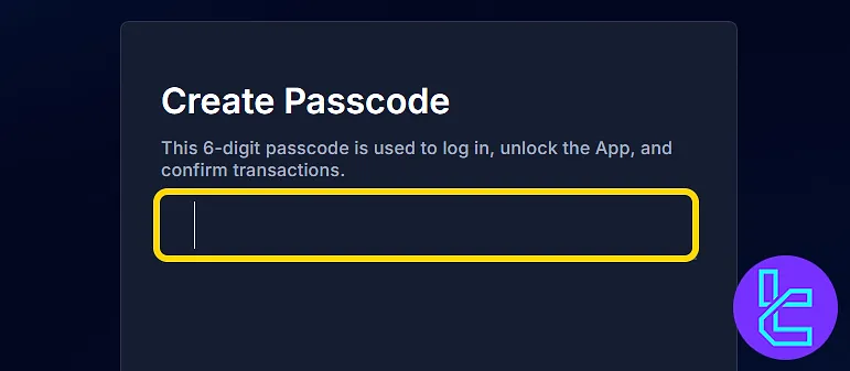 Choose a secure passcode to access your newly created Crypto.com account