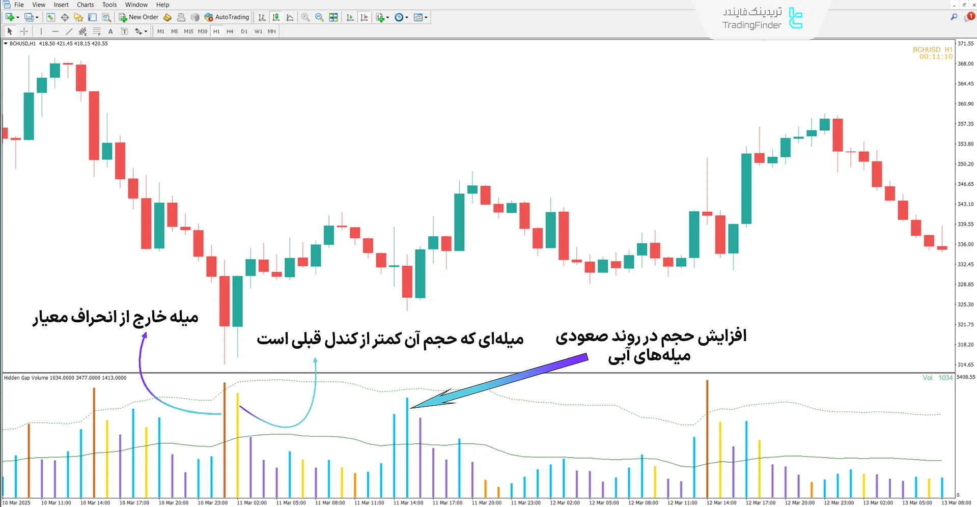 دانلود اندیکاتور شکاف حجم پنهان (Hidden Gap Volume) متاتریدر 4 - رایگان 1
