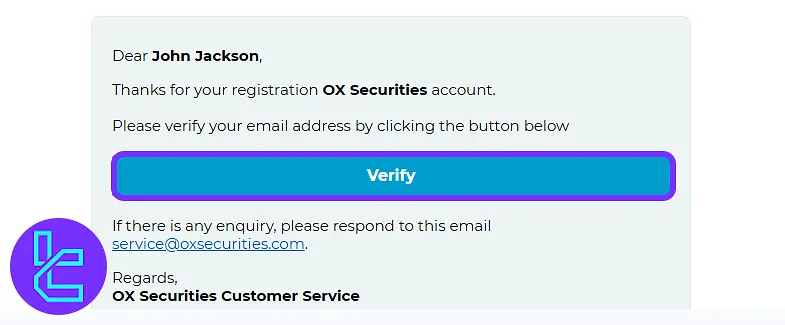 Verification email for OX sign-up completion