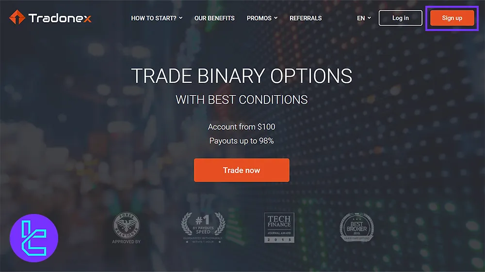Accessing the Tradonex Signup Form