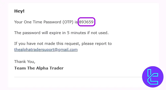 Alpha Trader sign-up email verification code