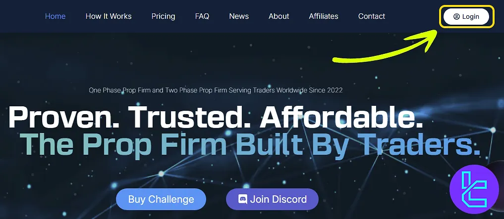 TradingFunds sign-up Login page