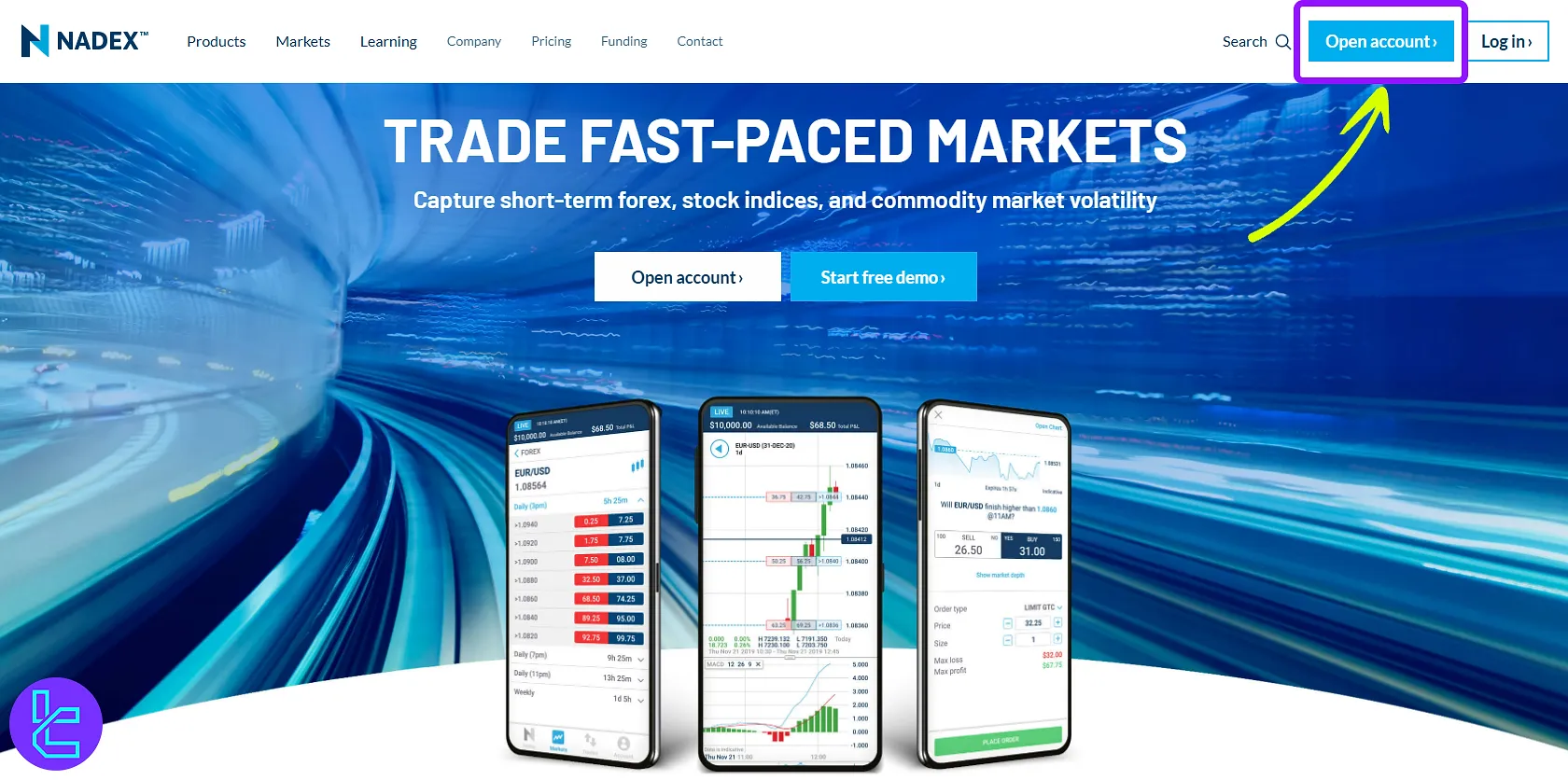 Nadex open account button