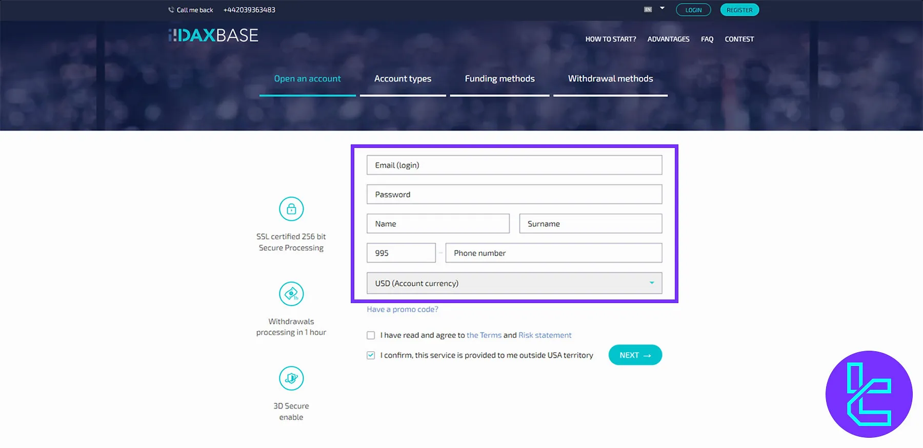Daxbase Registration