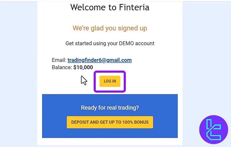 Finteria login email