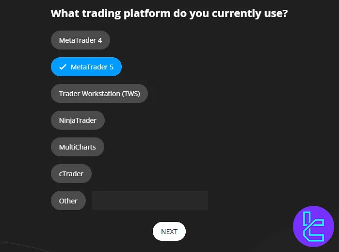 Selecting Platform on Darwinex Registration