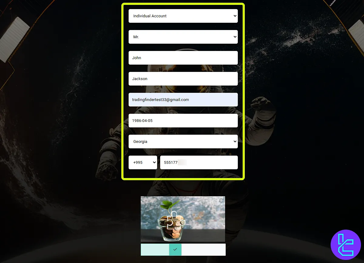 Providing the personal details to register with 4XC