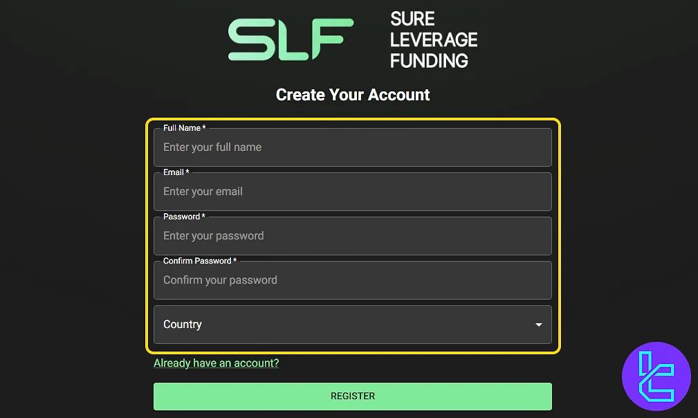 Filling out personal information during the Sure Leverage Funding sign-up