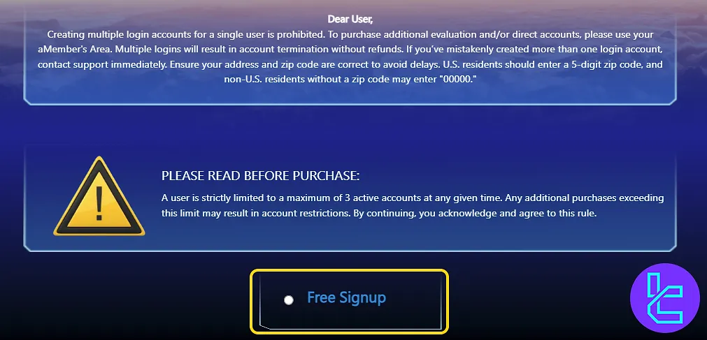 TickTick Trader free sign-up button