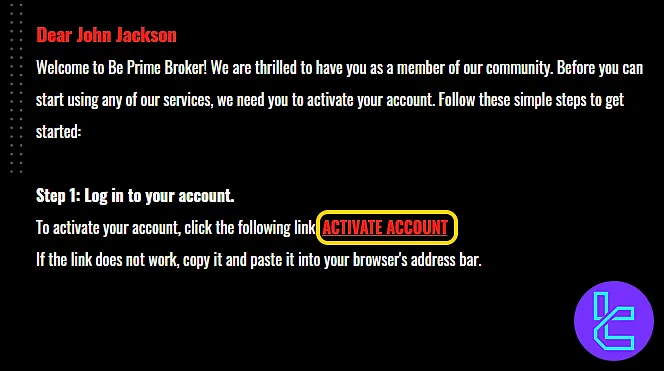 Email activation link for Be Funding signup