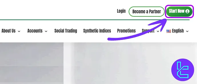 Be Funding account setup homepage with Start Now