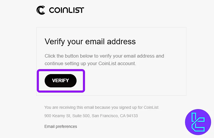 CoinList email verification