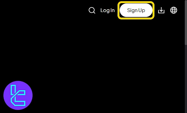 Weex exchange homepage showing the "Sign Up" button