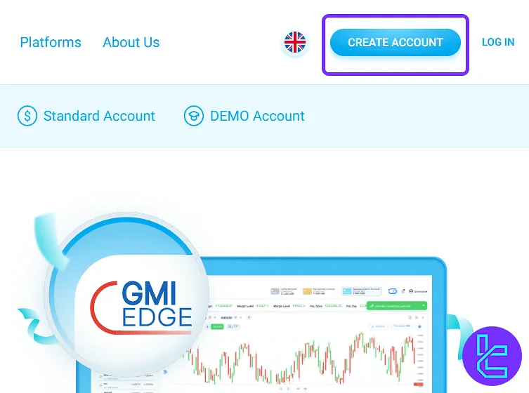 GMI Markets create account button