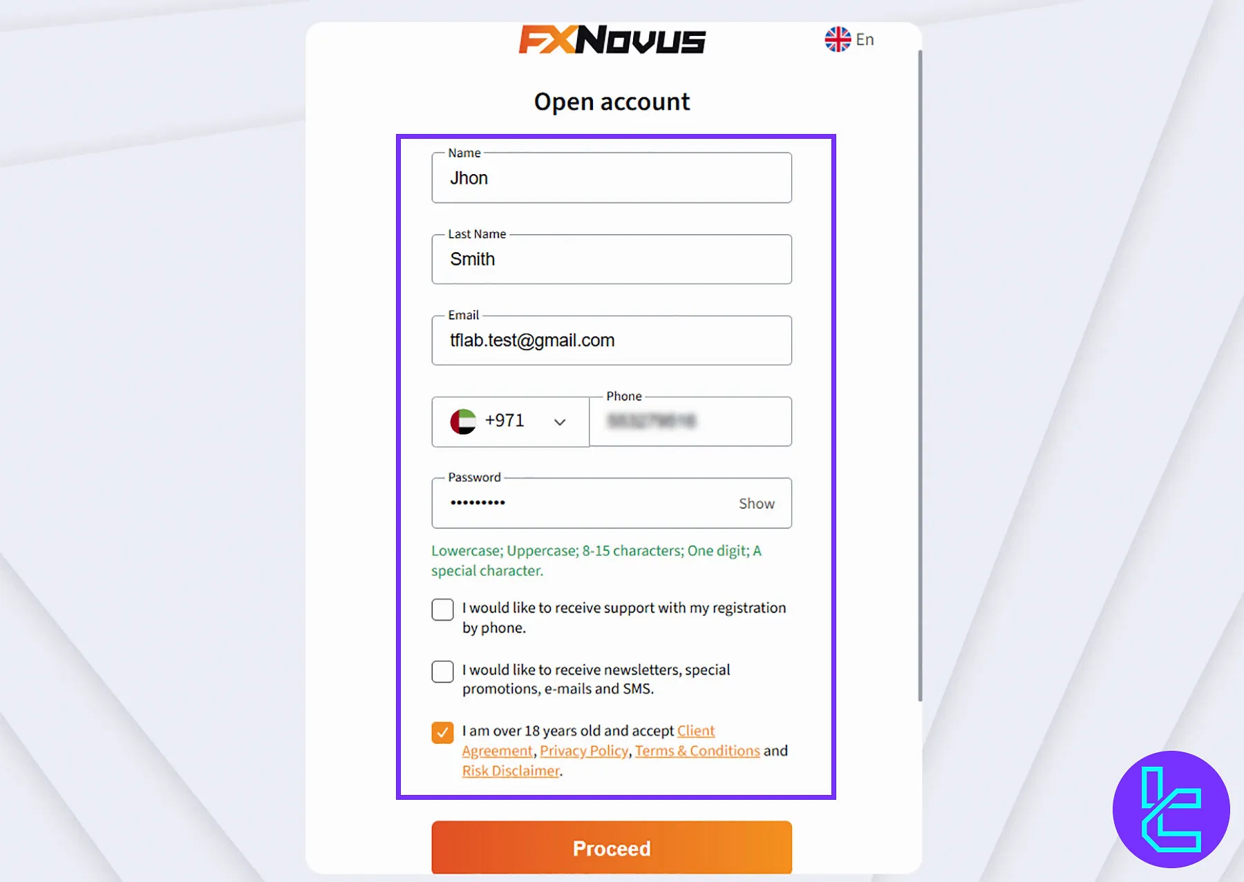 FXNovus Sign up