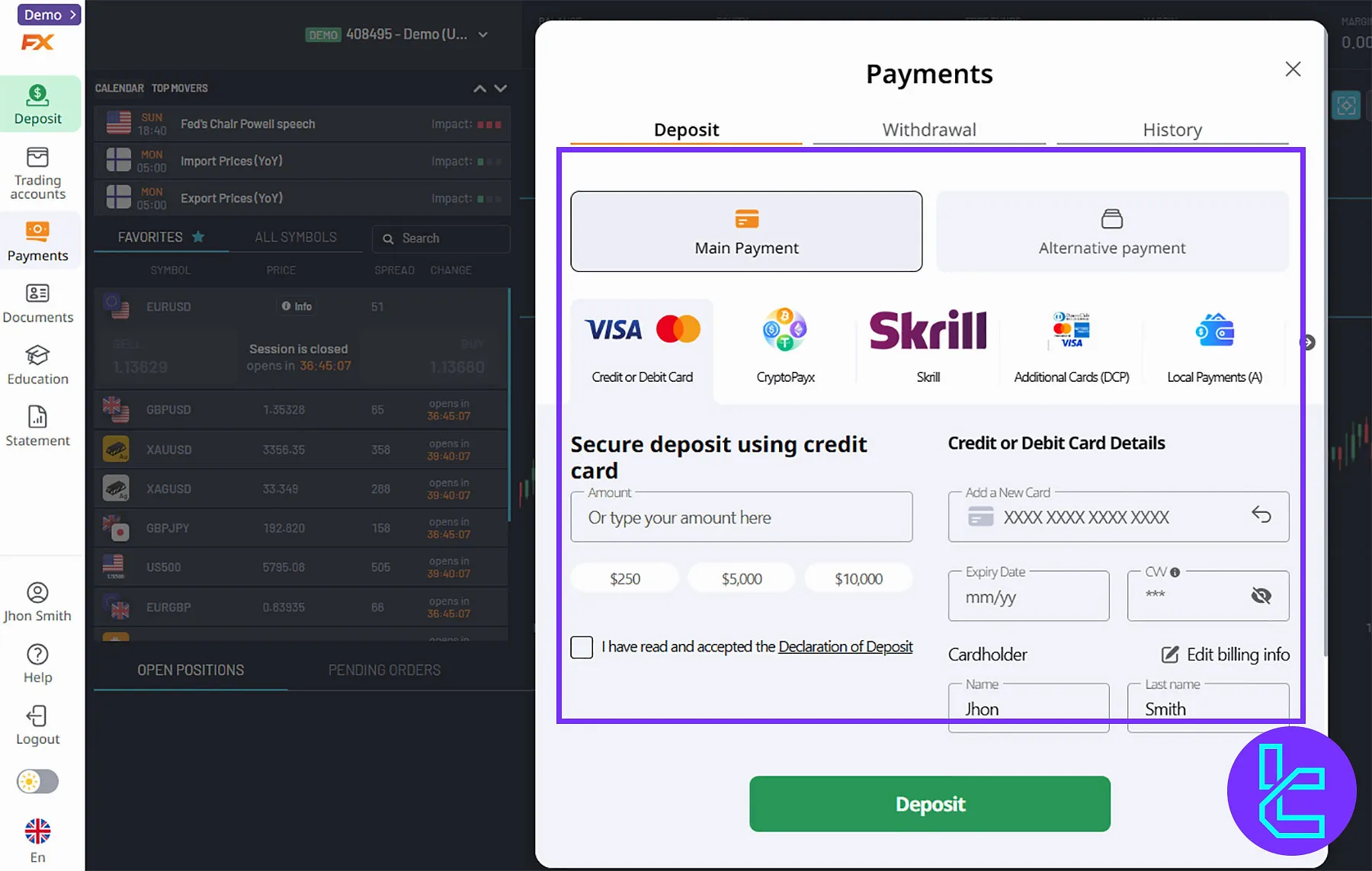 FXNovus Deposit and Withdrawal