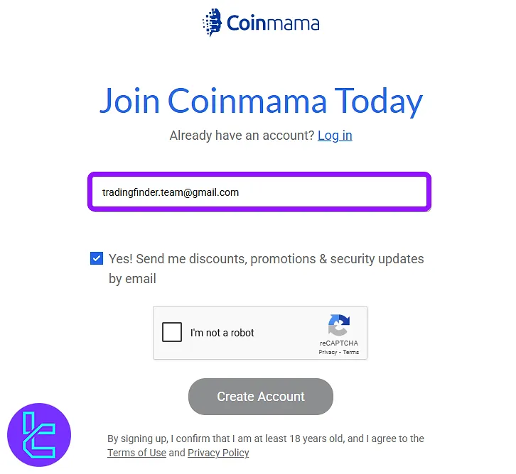 Coinmama registration page