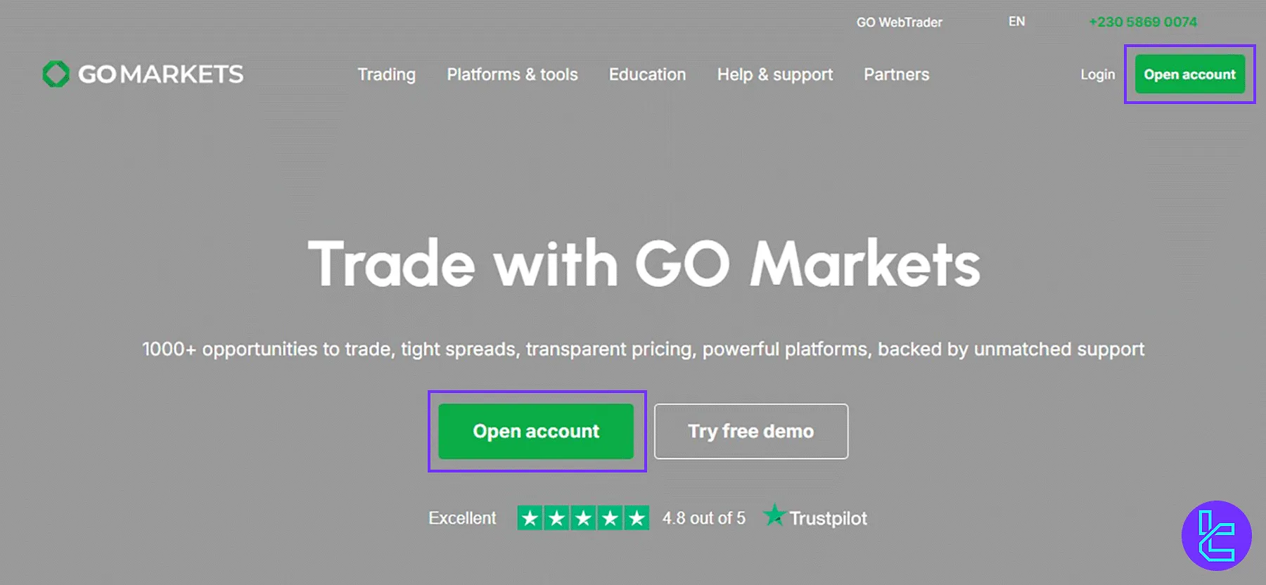 GO Markets open account