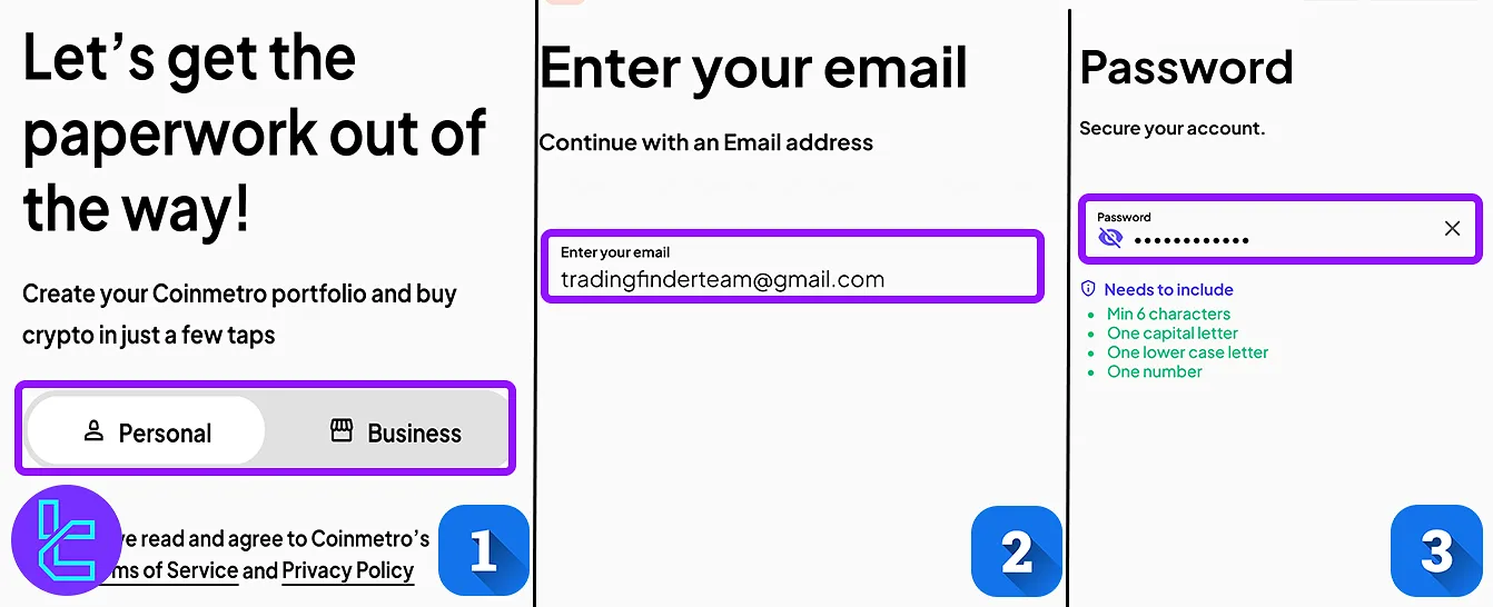 CoinMetro mobile signup