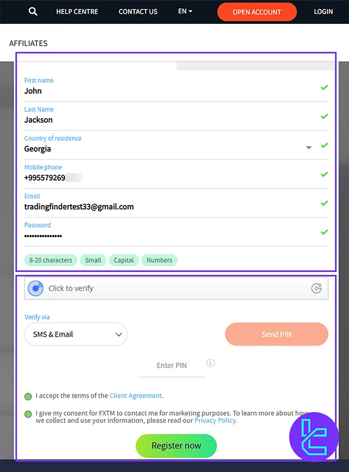 FXTM Registration Form