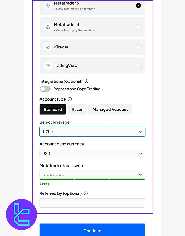 Pepperstone Account Configuration