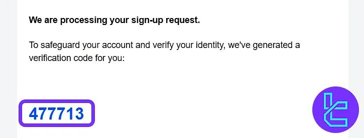 Email from BingX containing the 6-digit verification code to complete the sign-up process